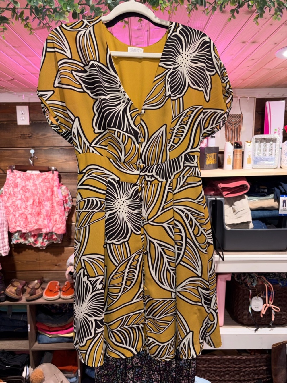 Sienna Sky mustard and Black Floral Dress - Picture 3 of 9